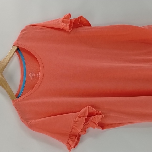 St. John's Bay coral ruffle short sleeve top 100% cotton size XXLT - Picture 2 of 5
